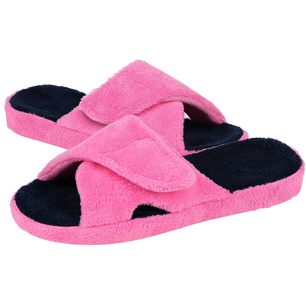 Pallene Cross Band Katoenen Slippers Vrouwen Indoor Fuzzy Slippers Voor Dames Antislip Gezellig Flats Slippers Open Teen Huis Slippers