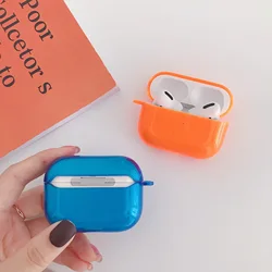For AirPods Pro protective case TPU fluorescent dark blue-green headphone case material For Apple Bluetooth 3 2 1 headphone case