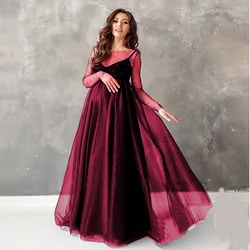 Robe de maternité en dentelle à manches longues, pour la photographie, tenue de maternité Maxi, robe longue en mousseline de soie pour femmes enceintes