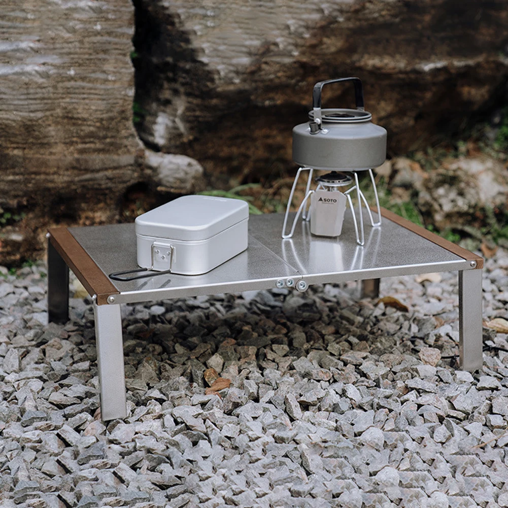 Table de camping pliante en acier inoxydable, facile à transporter et à ranger, adaptée aux fêtes en plein air, pique-niques, plages, randonnée