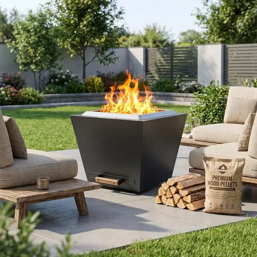 Portable 35 Outdoor Fire Pit for 6+ People, Stainless Steel, Ideal for Patio and Camping