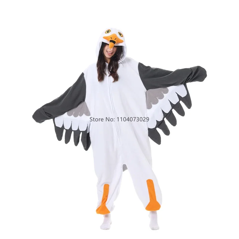 New 2025 Onesieshow Animal Kigurumi Pyjamas Halloween Onesies Adult Kids Cartoon Seagull Pajama Cosplay Party Costume WomenX158
