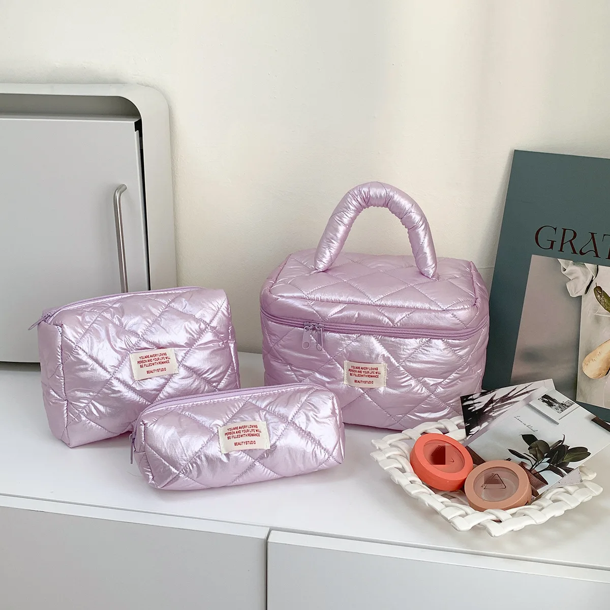Women's Cosmetic bag Portable Storage Bag fashion Travel Toiletry Bag Korean version Makeup Bag exquisite cosmetic nice bag