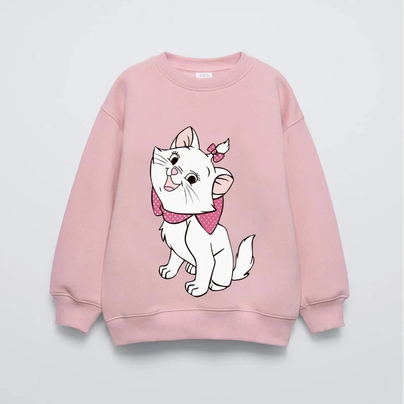 Sweat-shirt imprimé Minnie, vêtements d'automne à manches longues pour enfants, sweat à capuche à la mode, dessin animé, col rond, hauts amples pour bébés, vêtements décontractés, nouvelle collection