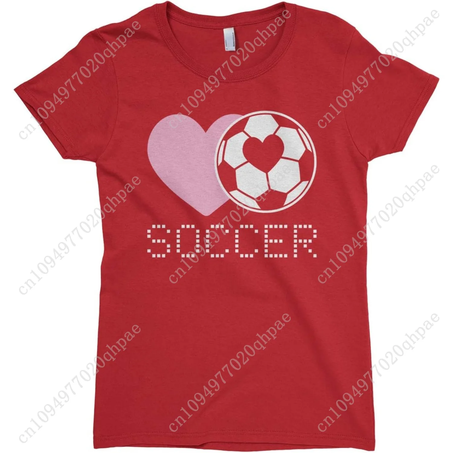 Threadrock Big Girls' Love Heart Soccer Fitted T-Shirt