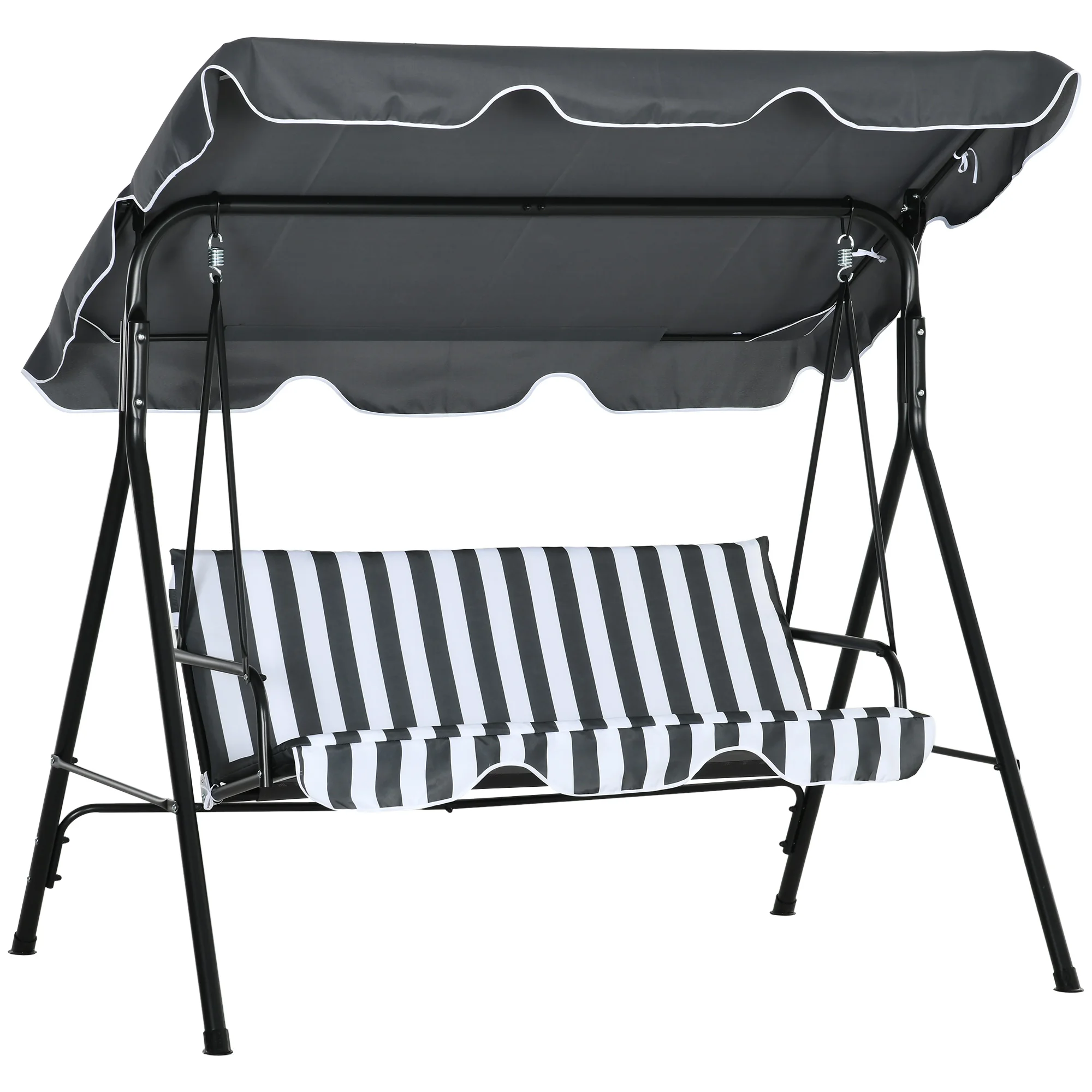 Balançoire de jardin Outsunny 3 places avec toit réglable 172x110x153 cm Gris 3