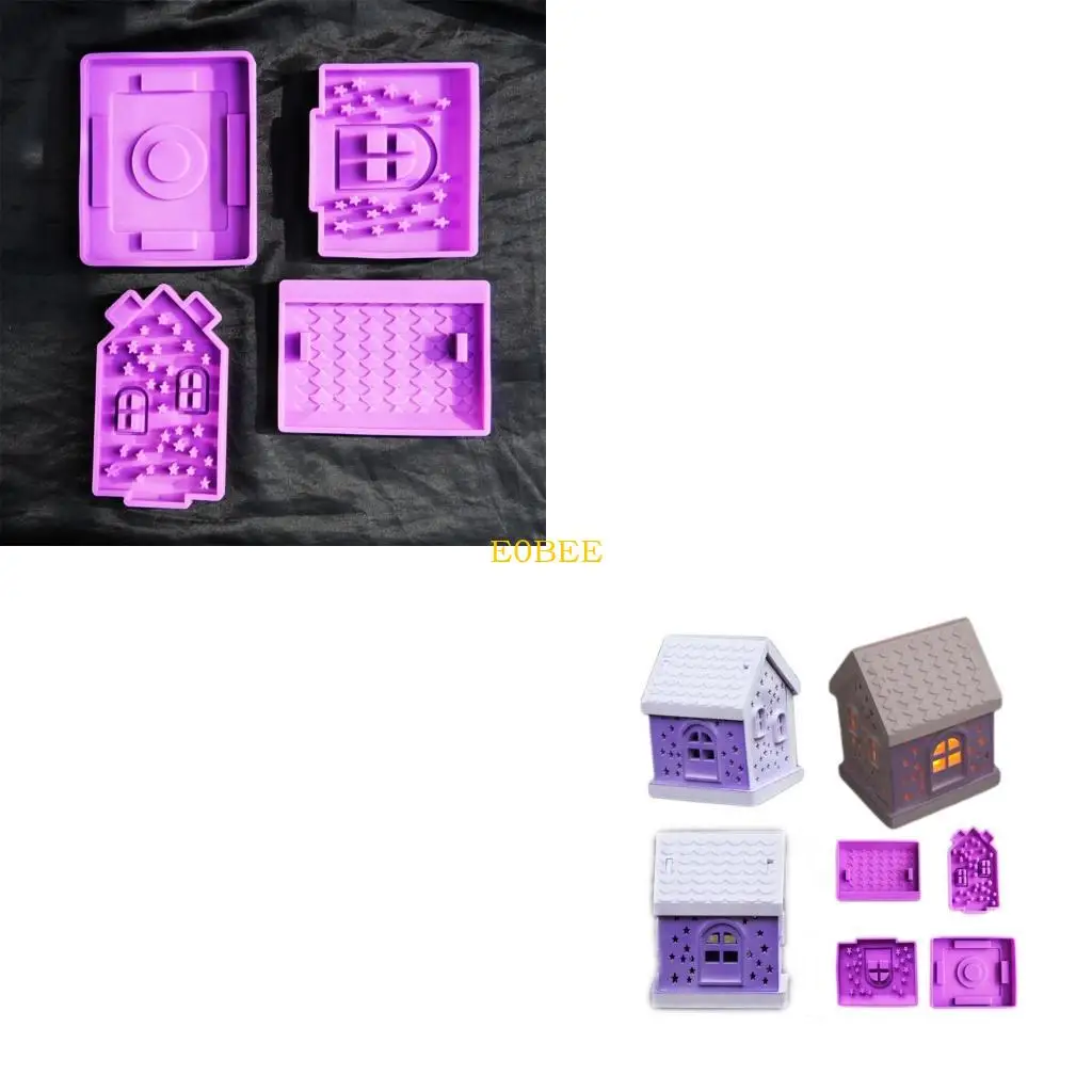 

E0BE Unique Star Snow House Holder Silicone Mold Home Decors Mold