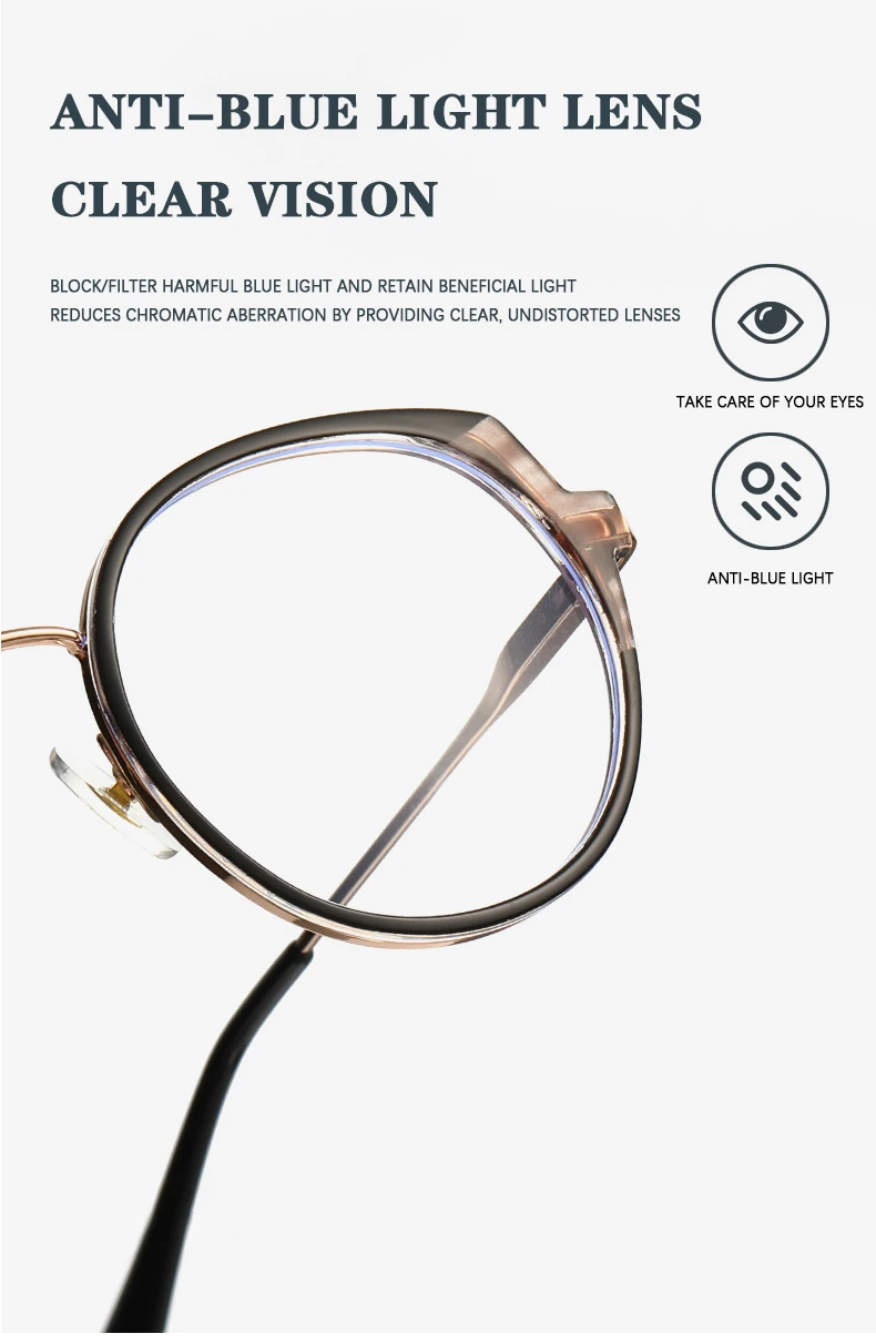 Runder Retro-Brillenrahmen für Damen, ultraleicht und bequem, Dänemark, koreanisches Design, Glasse, 2023, neu – Detail 3