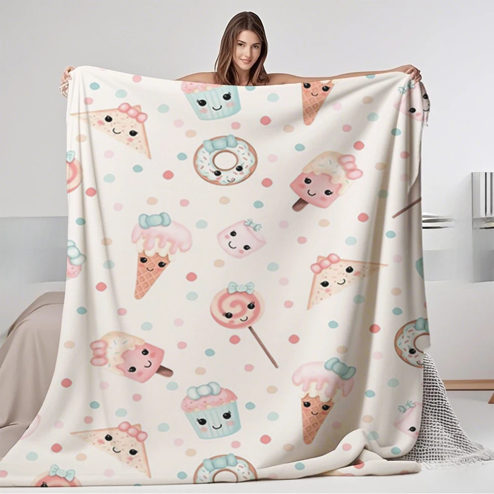 

Classic Flannel Bed Blanket Kawaii Party Collection Abstract Design Knit Throw Reversible Blanket With Skin-friendly Ultra-soft
