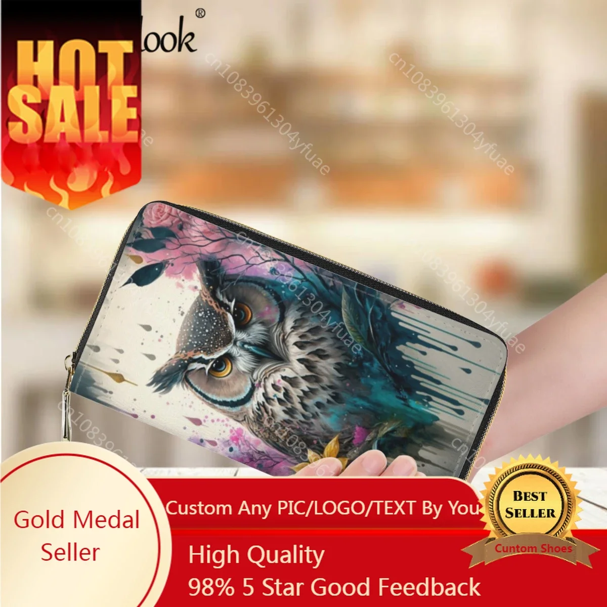 

Luxury Brand Women Long Leather Wallet Daily Shopping Bank Card Holder Purse Wild Owl Print Design Business Wallets