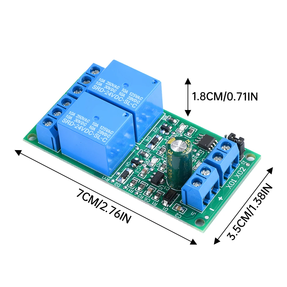 DC5V12V24V 10A 2-Way Self-Locking Interlock Relay Module Interlock Switchable Mode Power Connection Reverse Protection