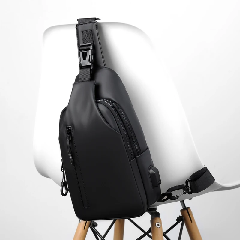 

Multifunctional Chest Bag With USB Charging Port Adjustable Shoulder Strap Crossbody Sling Bag Daily Commute Travel Pack