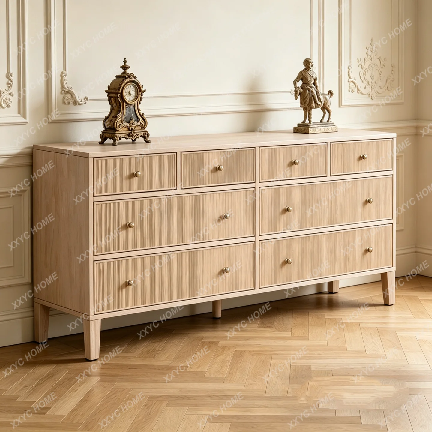 Medieval solid wood model room multi-chest cabinet locker retro bedroom bedside cabinet entry foyer decorative cabinet