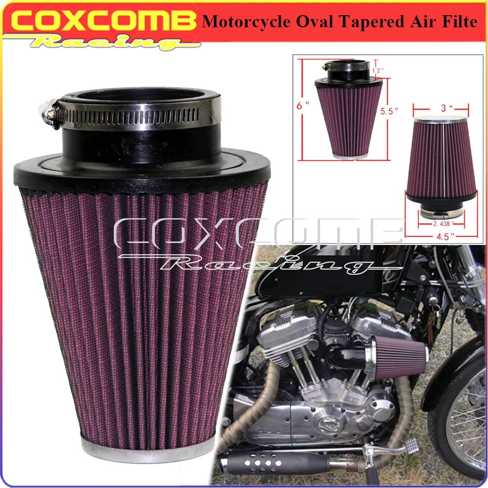 62mm owalny stożkowy filtr powietrza do motocykli o wysokim przepływie Element zamienny do Harley Softail Road Glide FLHR FXSB