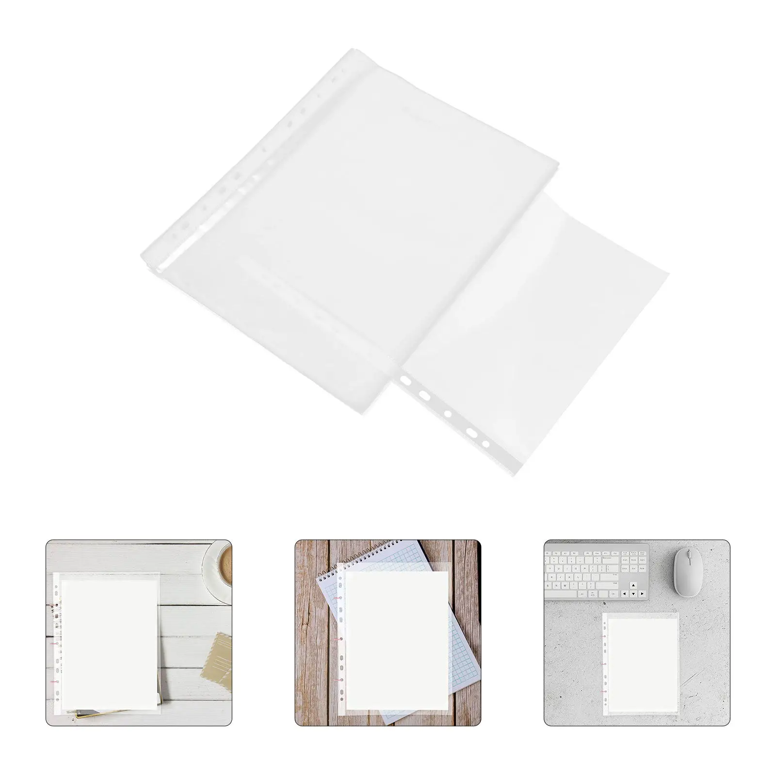 

100Pcs Clear PP Page Protectors for Binders Transparent Document File Sleeve Sheet Protector Office School Home Organizer