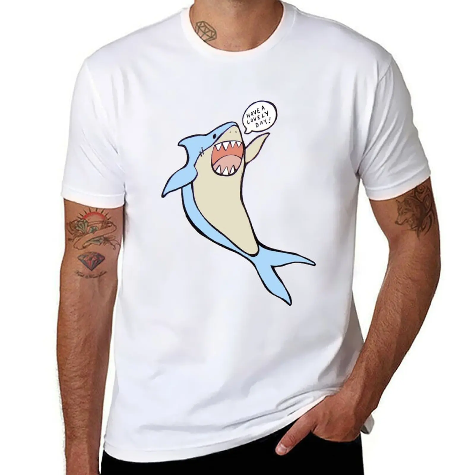 

the 'have a lovely day' shark T-Shirt t shirts for man graphic vintage t shirt for man 100 percent cotton T-Shirt