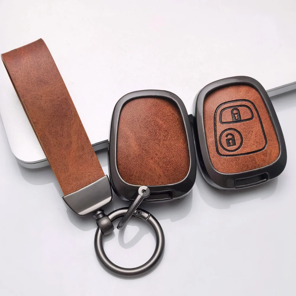Zinc Leather Remote Key Cover Case FOR Citroen C1 C2 C3 C4 Xsara Picasso Key Cap Peugeot 107 206 207 306 307 407 Toyota Aygo