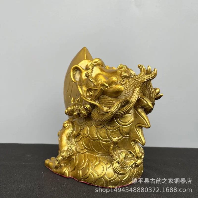 Adorno de Dragón de Cobre con Ojos, Figura Divina de Sol y Luna, Amuleto de la Suerte para Decoración del Hogar