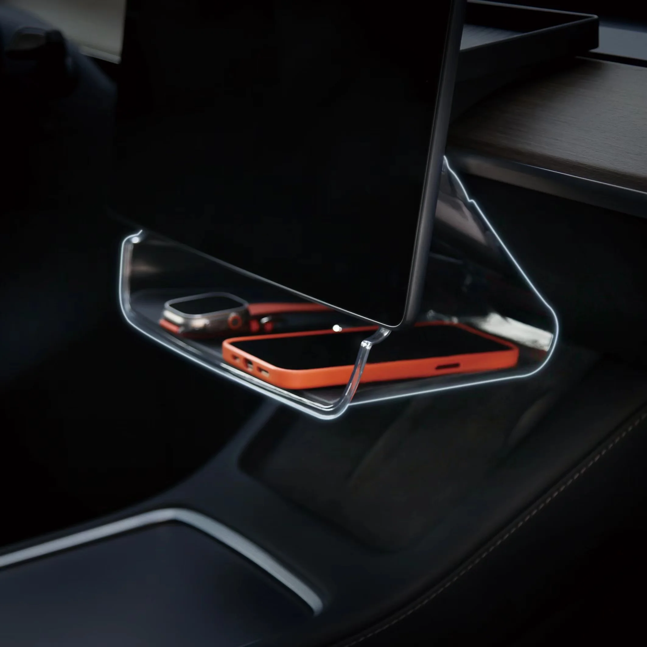 Per Tesla Model 3/Y Center Console Organizer vassoio magnetico sotto la scatola di immagazzinaggio dello schermo dietro lo schermo vassoio cruscotto