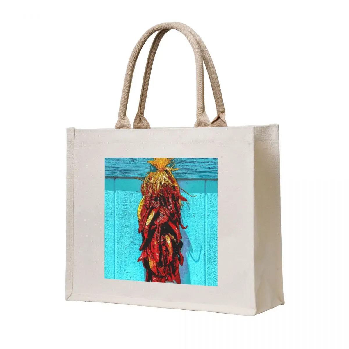 Chile Ristra en una puerta azul Tote Bag bolso de compras logo bolsas de mano personalizadas mujer 2025