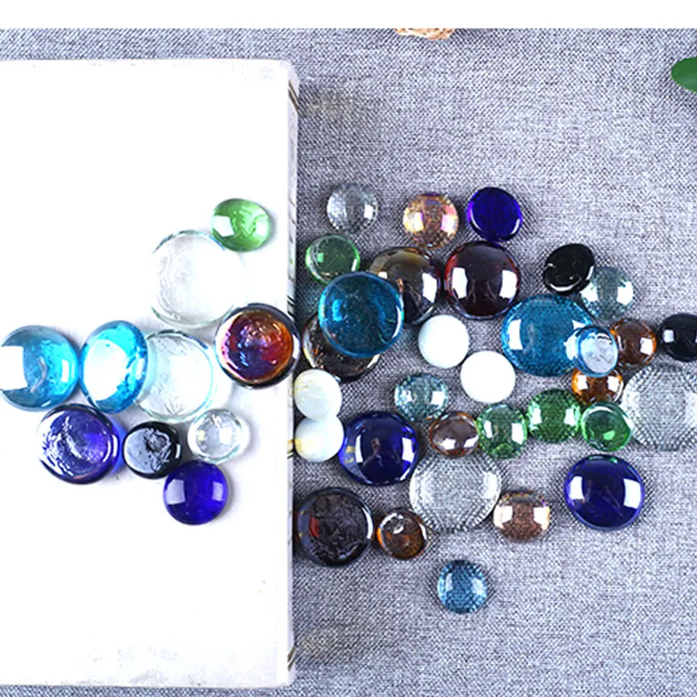 

80pcs Colored Glass Flat Beads Transparent Fake Stone For Diy Jewelry Craft Necklace Bracelet Decor Beading Materials