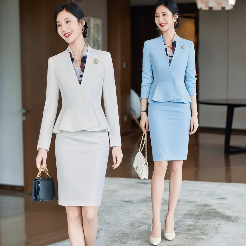 High-End White Suit Dress Female Spring and Autumn Host Lecturer Beauty Salon Workwear Formal Occasion Business Suit