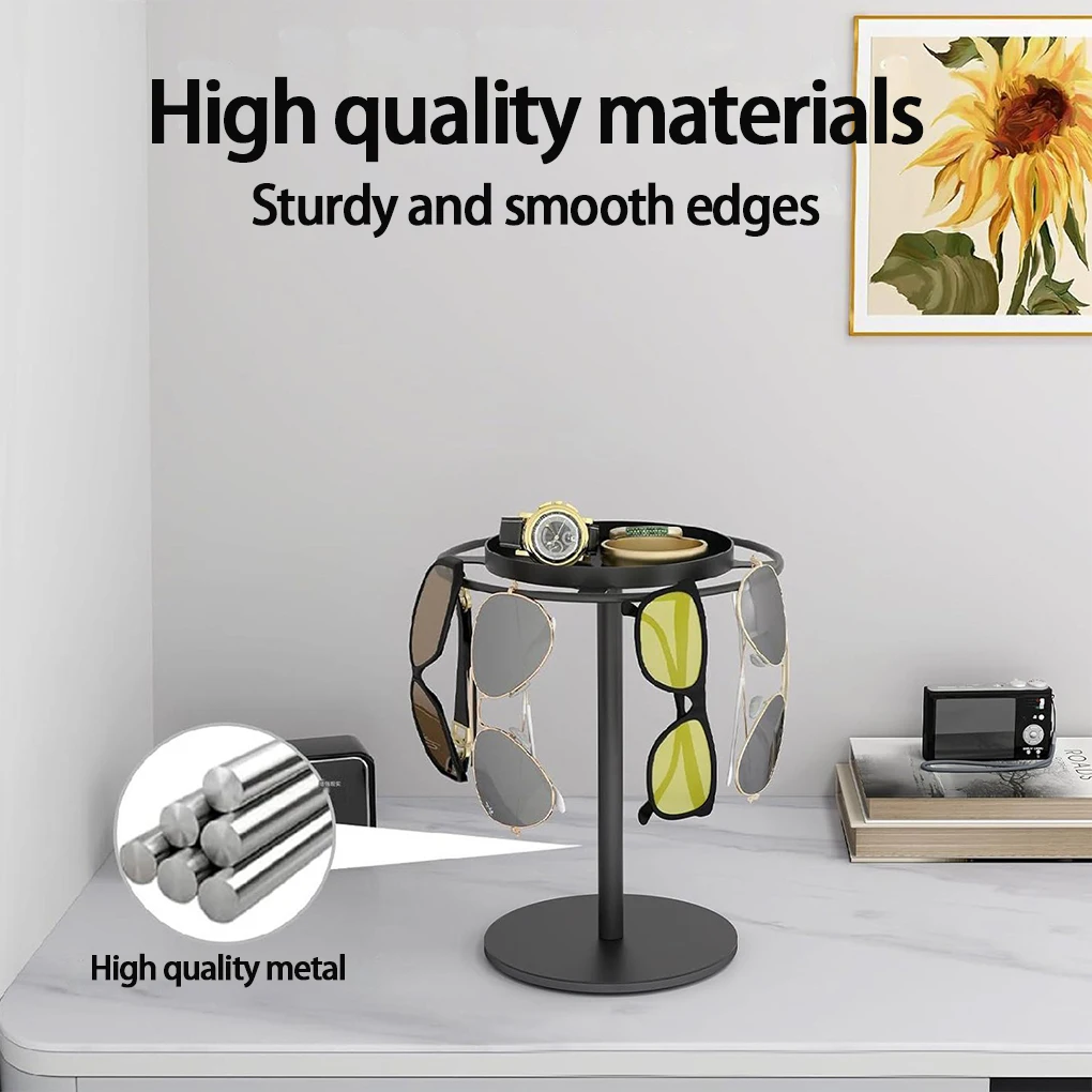 Rotating Sunglass Organizer Eye Glass Display Stand 360-degree Rotation With Tray Jewelry Storage Organizer Detachable Home