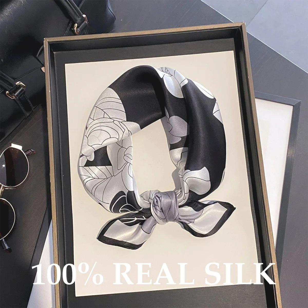 

Шарф из 100% натурального шелка для женщин: квадратный платок, шейный платок, шаль на запястье, женский фулярд, пашмина, женский хиджаб, бандана, эшарп, буфанда