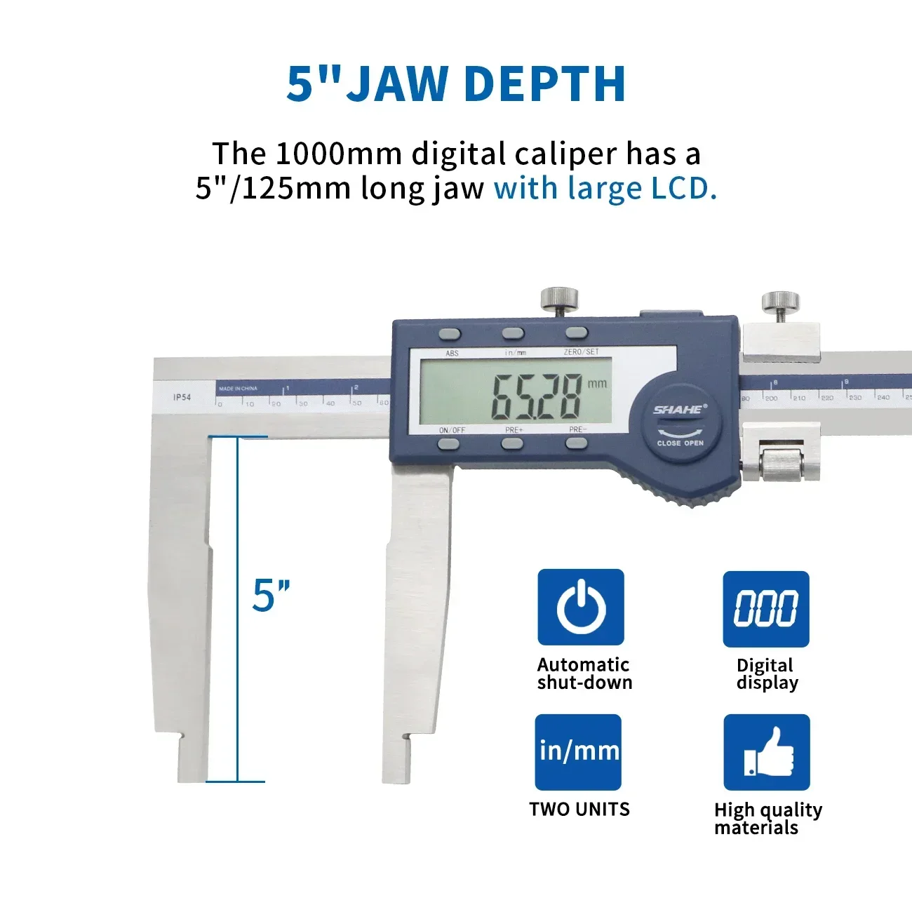 SHAHE 40\'\'1000mm Electronic Digital Caliper Ruler Heavy Duty Long Jaw Digital Caliper Stainless Steel Caliper 1000mm