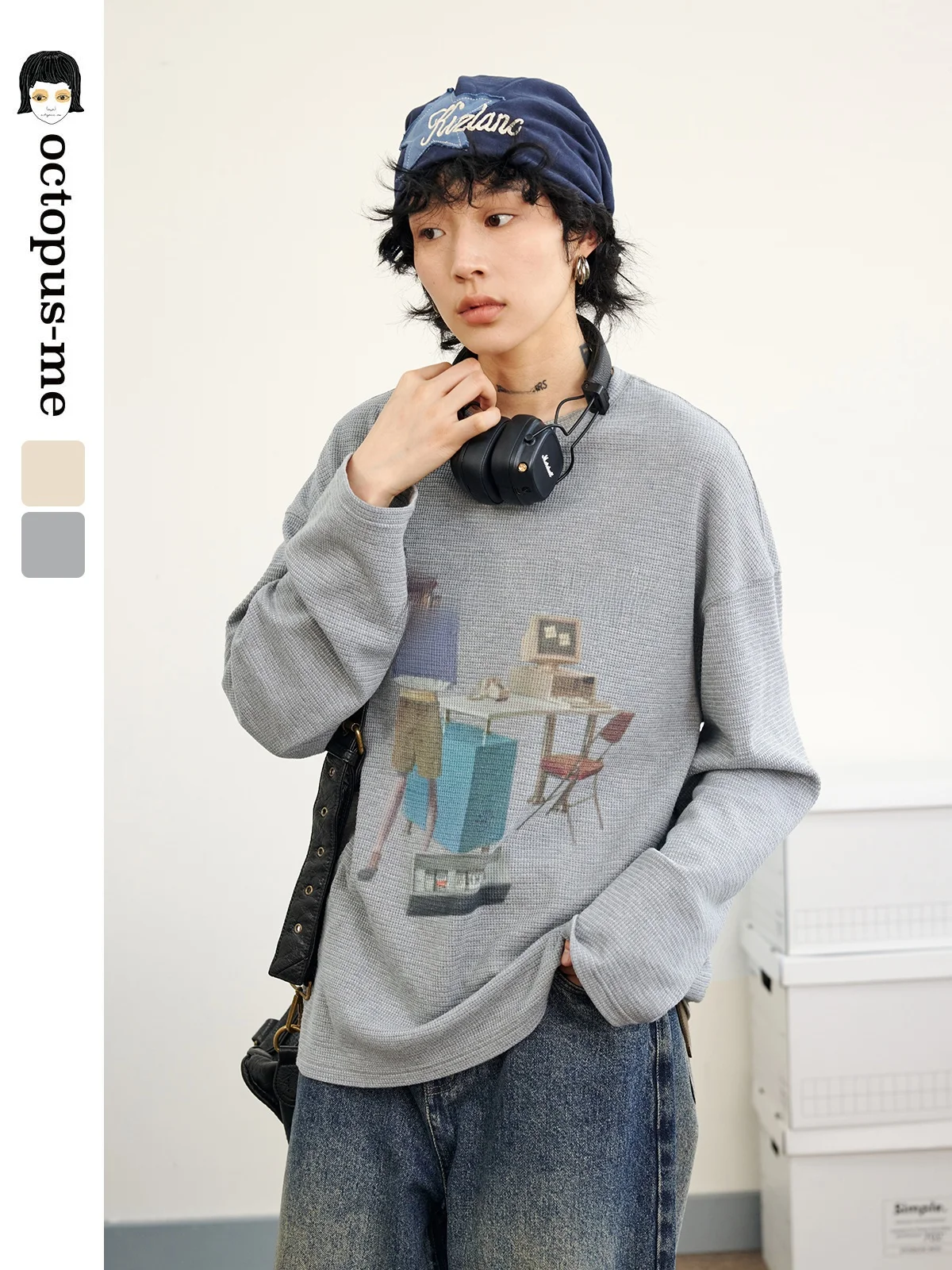 

Loose Long Sleeve Sweatshirt T-Shirt Cartoon Animation round Neck Commute Style Regular Fit Polyester Cotton Blend Octopusme