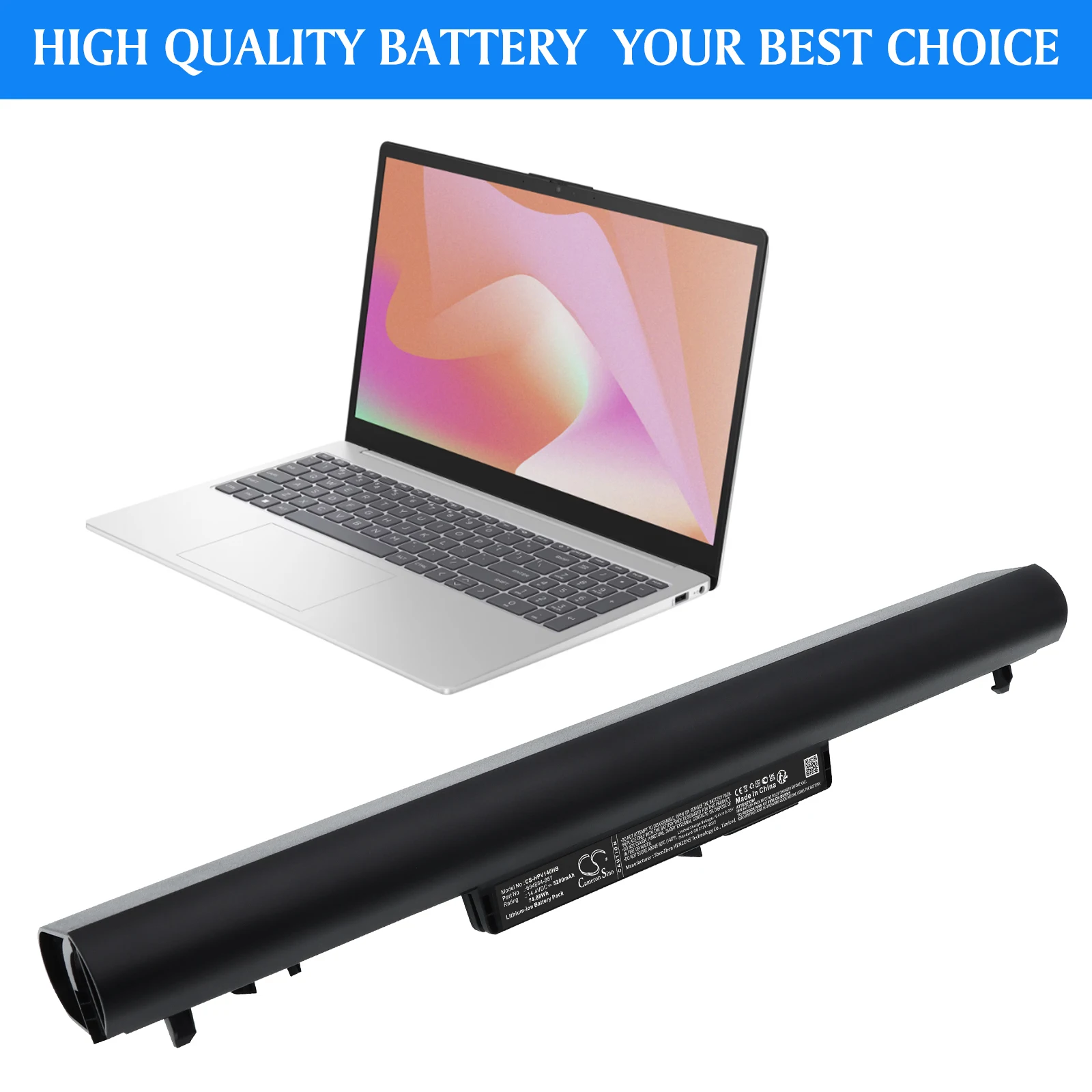 Replacement 14.4V 5200mAh Laptop Battery for HP Pavilion 14, Sleekbook 14, 15 Ultrabook, CQ14, CQ15, For Compaq Presario 15-h000