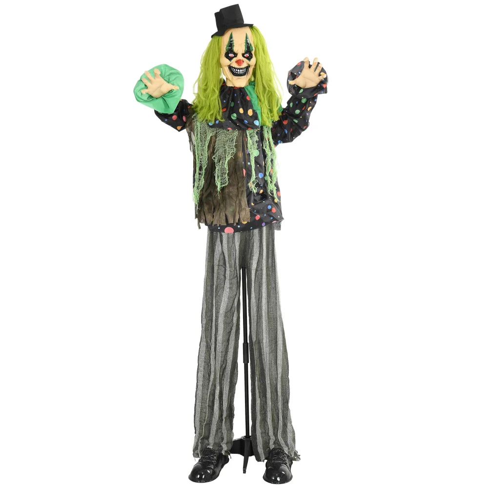 HOMCOM 6.1' Life Size Outdoor Halloween Decoration, Sound and Motion Activated Animated Prop with Light Up Eyes