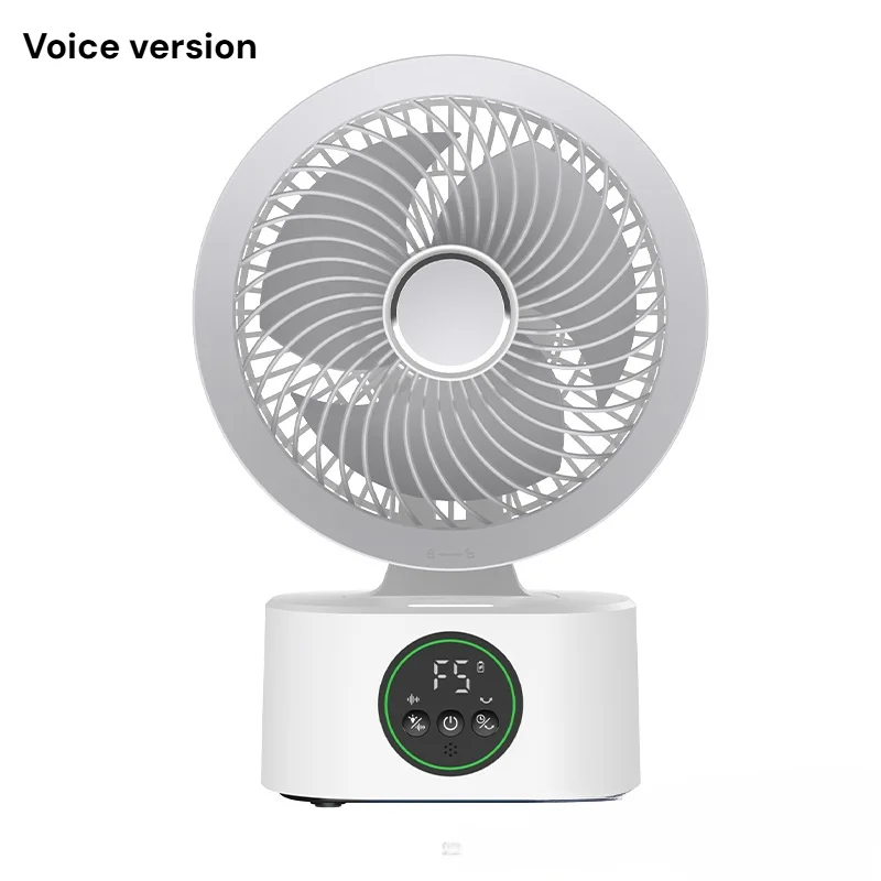 Portable Wall-Hanging Fan With Remote Control Smart Voice Rechargeable USB Household Electric Folding Fan Nightlight Air Cooler image 3