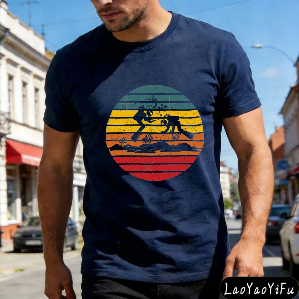 Sunset Surfing Scene Summer Men T-Shirt Vintage Outdoor Activities Gift for Surfers and Nature Lovers Casual Wear for Beach