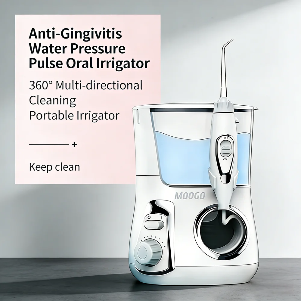 

Настольный электрический ирригатор для полости рта, 10 режимов, резервуар для воды 800 мл, профессиональный инструмент для чистки, 5 насадок