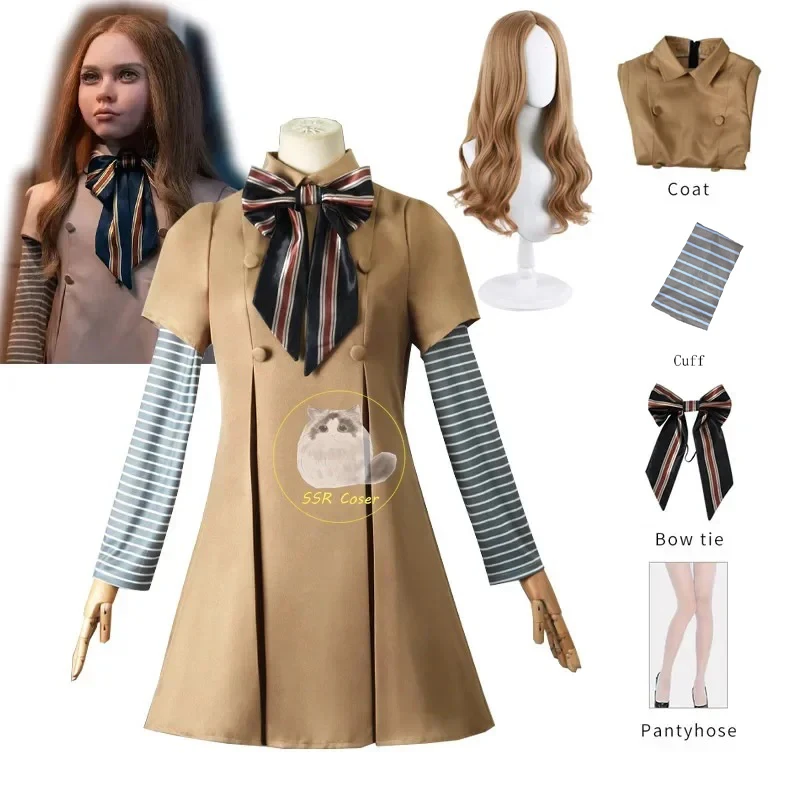 M3gan Cosplay Costume Megan Dress Ai Doll Robots Skirt Top Socks Horrible Movie M3gan Child Cosplay Dress Outfit for Girls