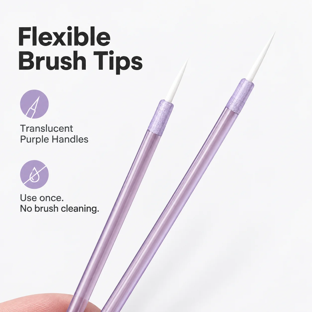 100Pcs Disposable Nail Brushes with Clear Protective Caps Nail Art Brushes for Rhinestone Glue Application and Manicure Supplies