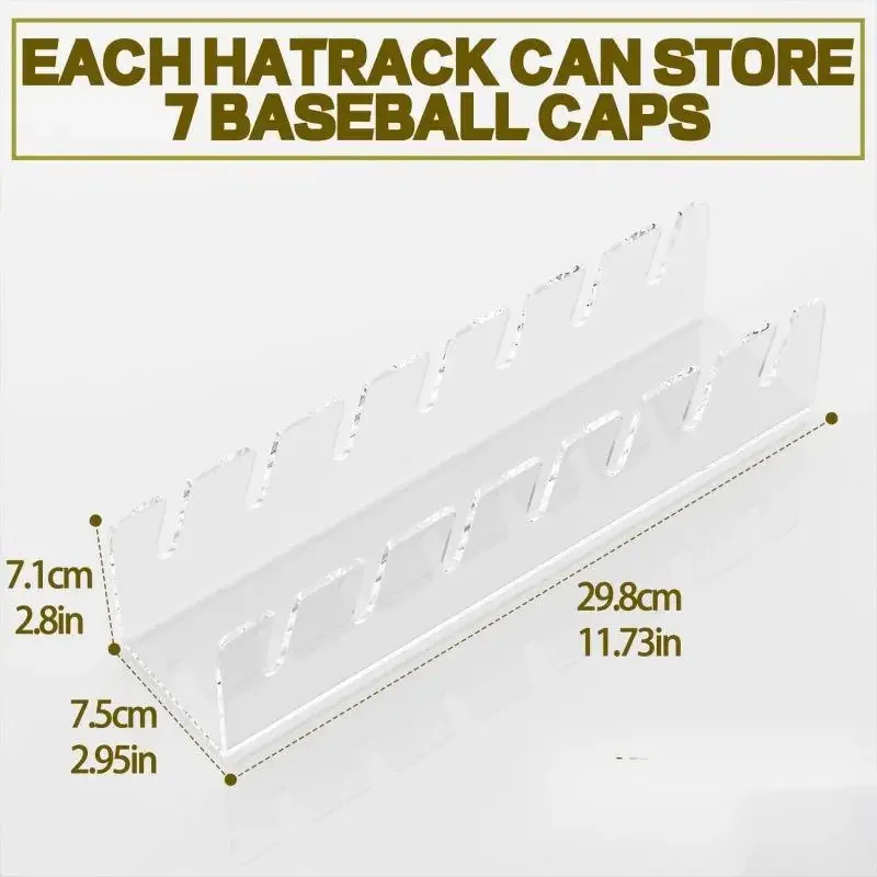 Hat Stand for Baseball Caps 7-Holes Baseball Cap Display Rack No Install Acrylic Hat Organizer for 14 Baseball Caps
