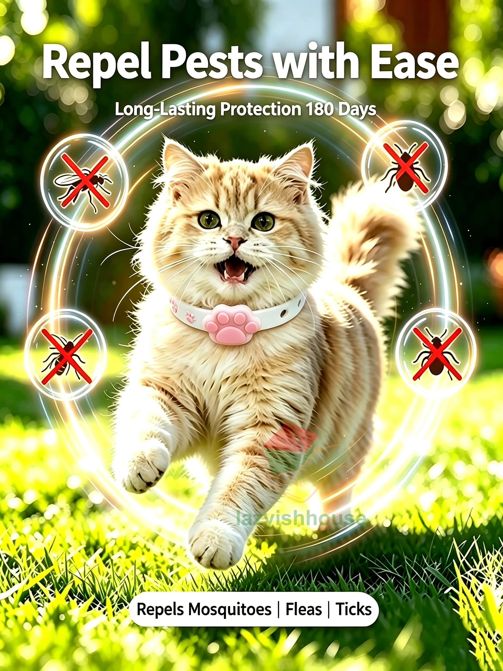 Cat Collar Plant Essential Oil Cat Collar Puppy Cat Adjustable Lice Mites Fleas Pet Protective Collar Cat Positioning Collar New
