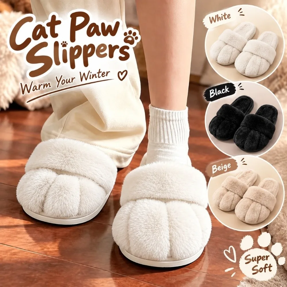Creative Soft Lining Cat Claw Slippers Non-Slip Furry Furry Animal Slippers Winter Warm Fursuit Boots Indoor