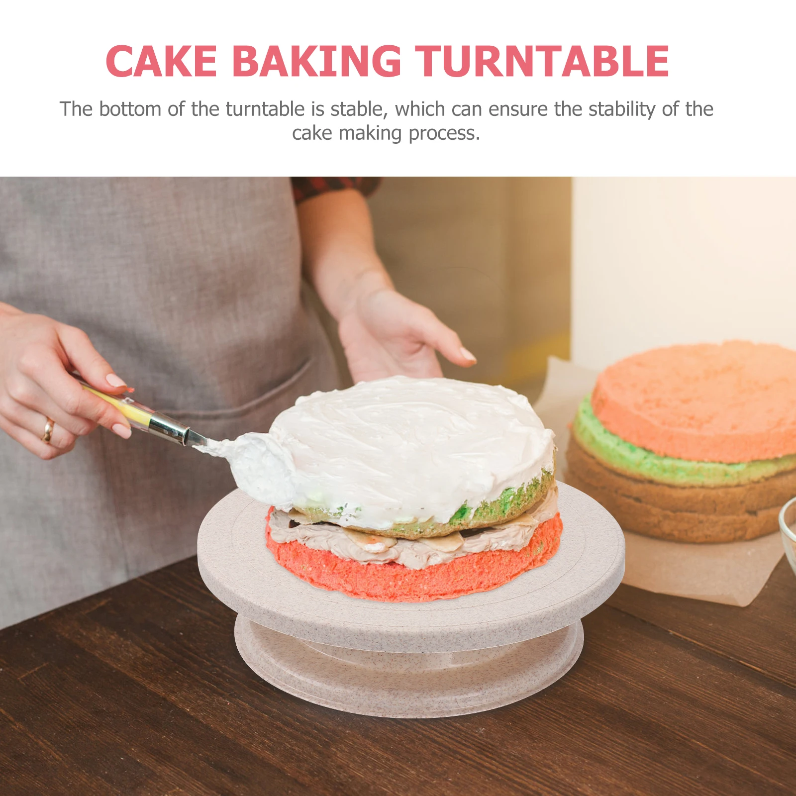

Turntable Tool Wheat Color Baking Accessory Smooth Rotation Easy Use Long Life Environmentally Friendly Cake Decorating