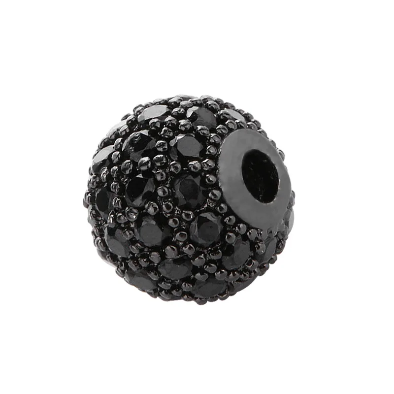 3Pcs/lot CZ Spacer Round Bead 8mm Brass Micro Pave Cubic Zirconia Beads For Jewelry Making Charms Bracelets Diy Accessories
