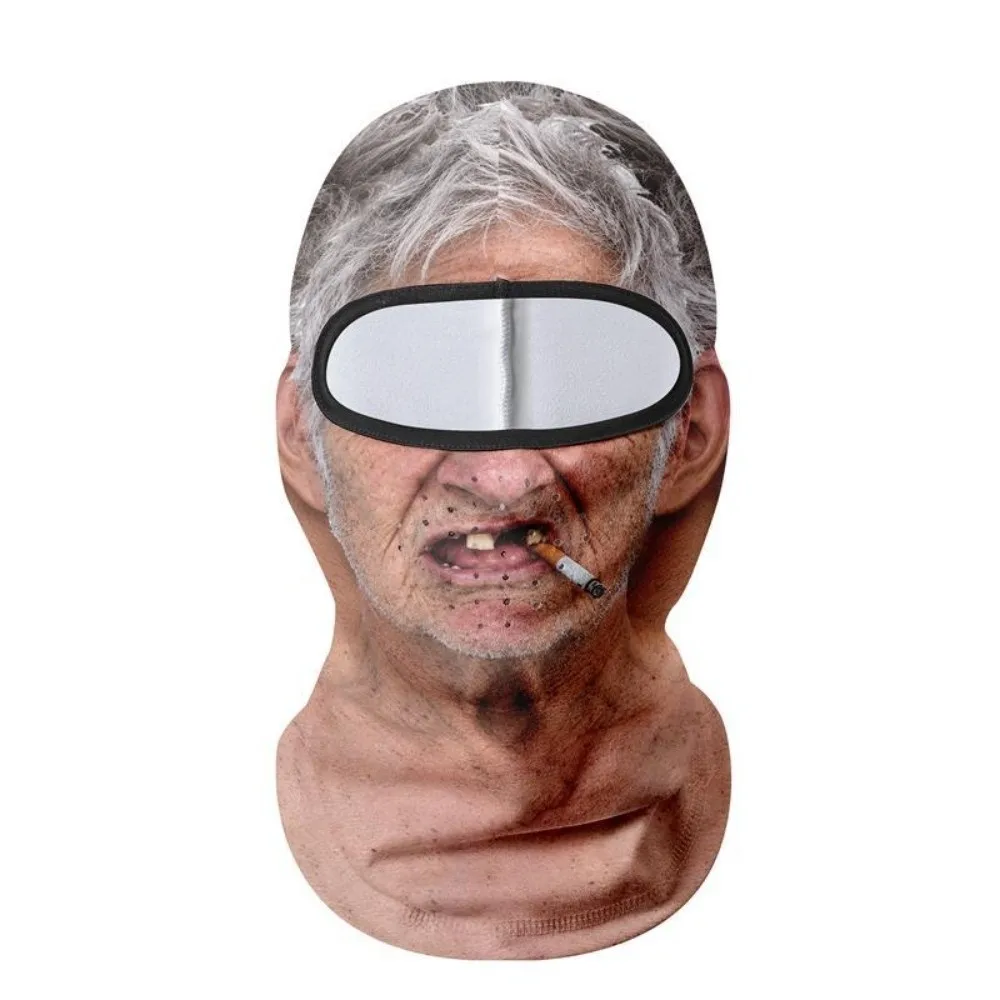 3D Printed Funny Face Balaclava 3D Face Windproof Old Man Balaclava White Mustache Winter Warm 3D Print Ski Mask Snowboarding
