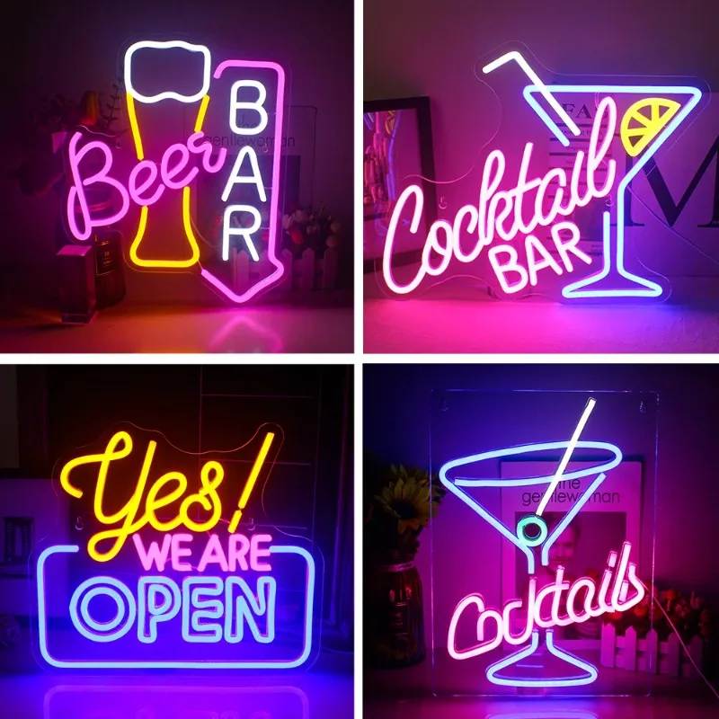 Beer Bar Neon Sign Led Neon Lights For Wall Decor Light Up Bar Signs Home Bar Cart Restaurant Man Cave Bistro Club Party Decor