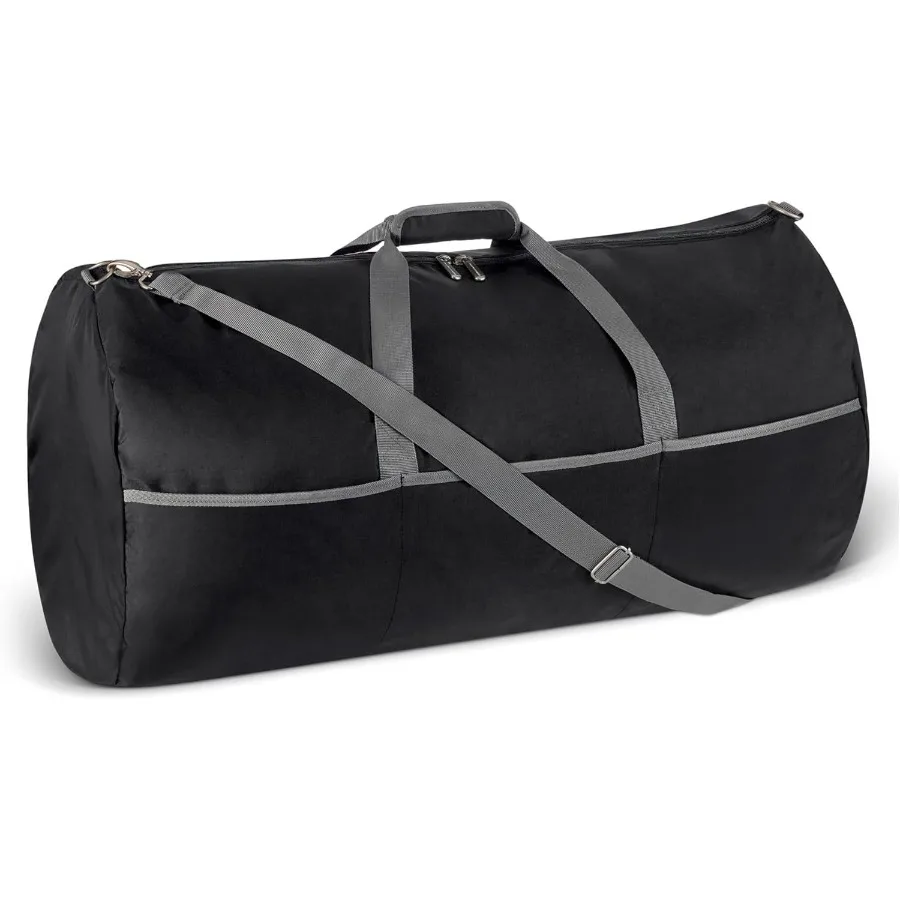 

32.4 Extra Large Foldable Nylon Duffel Bag for Travel Storage with Zippered Pockets 9254 Cubic Inch 150L 50-LBS Capacity Black