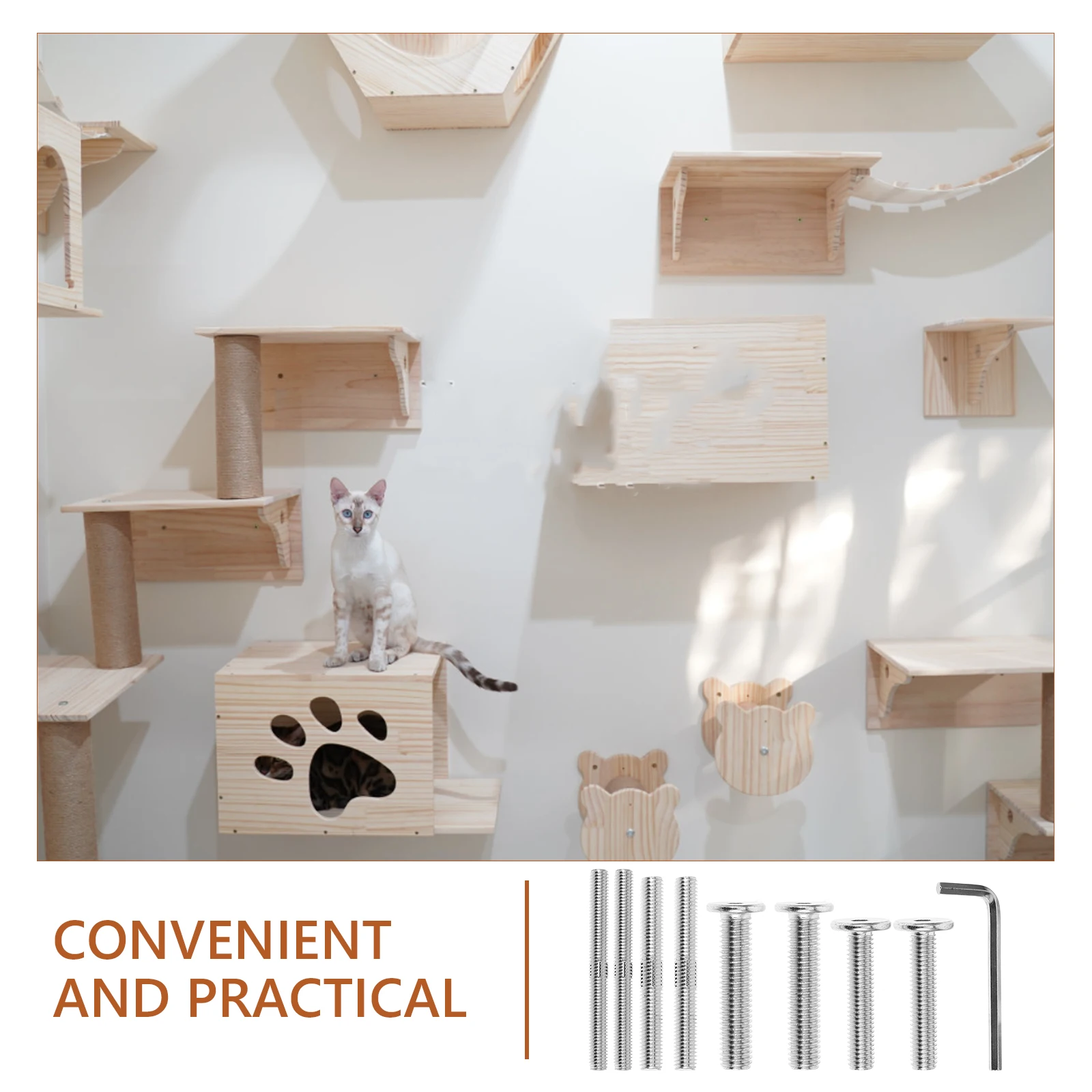 1 Set Threaded Bolt Double End Screw Bolt Wrench Scratching Post Replacement Parts Threaded Stud Fasteners