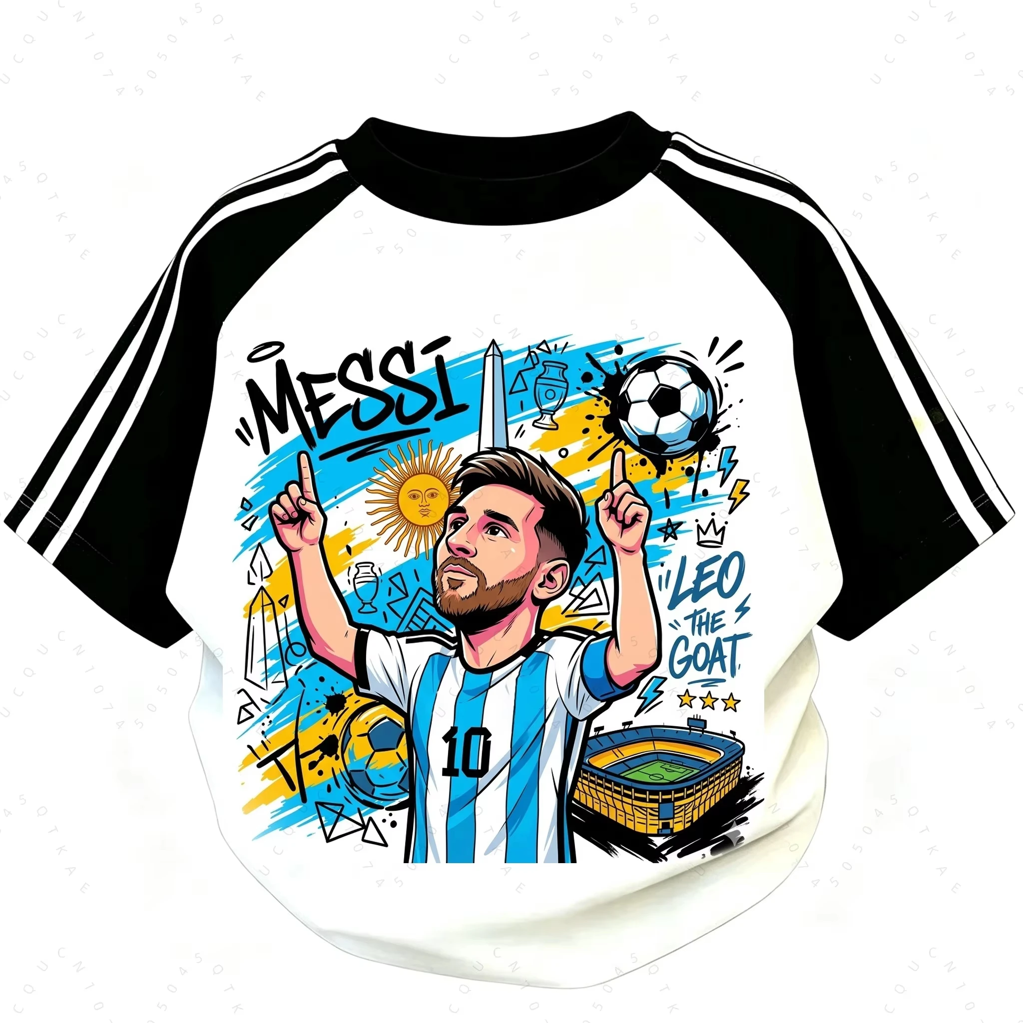 2026 New Cartoon Soccer Player Print T-Shirt Top Tier Football Stars Print Leisure Sports Suitable for Both Adults and Children