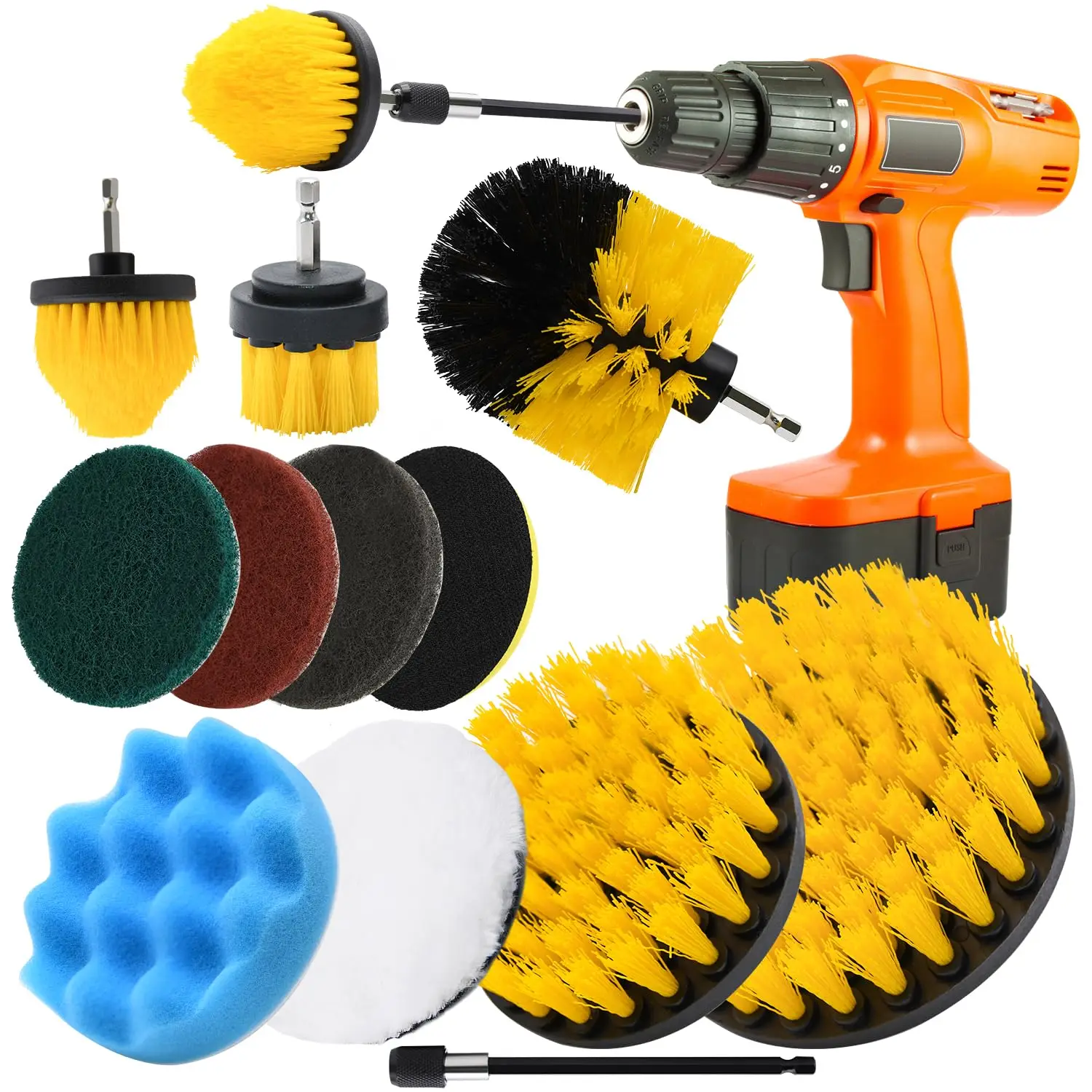 13pcs Drill Cleaning Brush Attachment Set, Power Scrubber Brush for Car, Grout Floor Tile Carpet Corner,Bathroom,Kitchen Surface