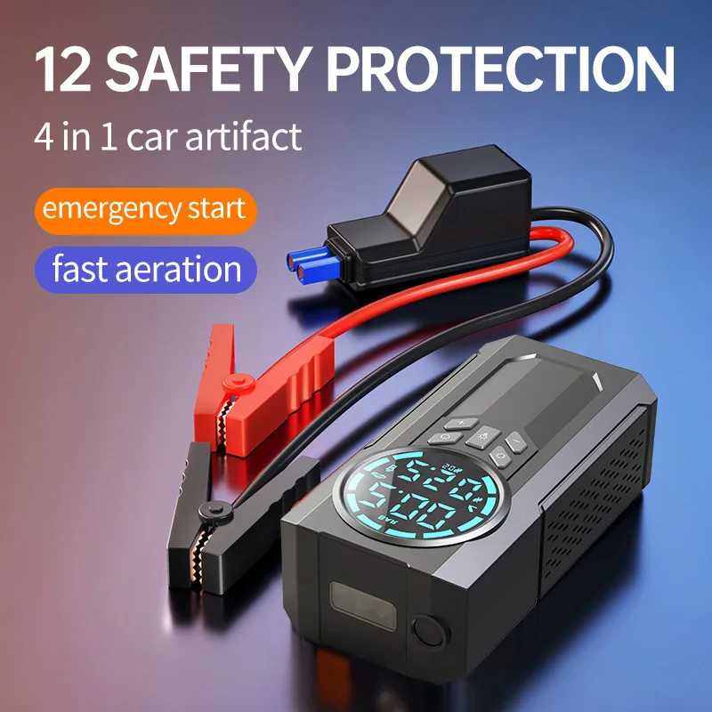 

4 in 1 Car Jump Start Air Compressor 8400mAh Power Bank Portable Battery Booster Digital Tire Inflator with DC Cigarette Lighter