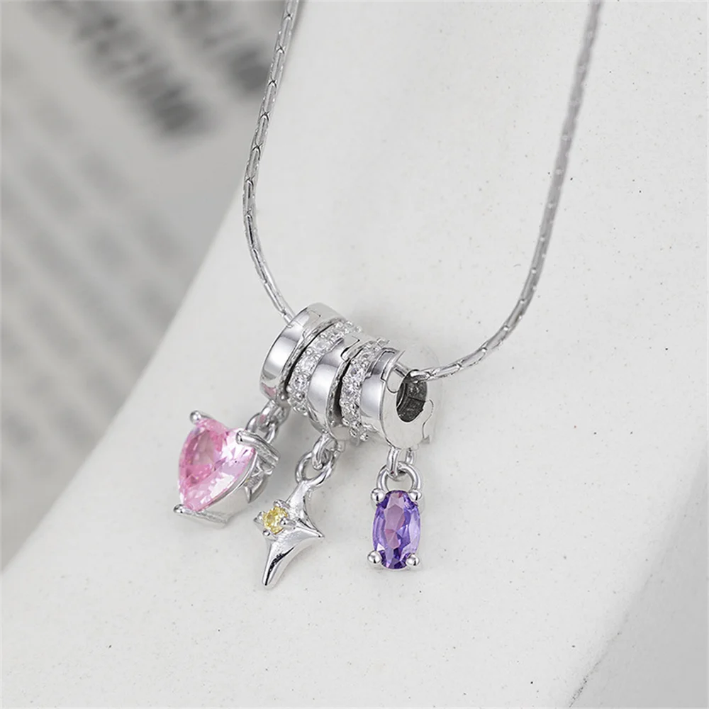 

Korean S925 Sterling Silver Collarbone Chain, Dopamine Star Heart, Niche Design Light Luxury High-End Sweet Cool Girl Necklace
